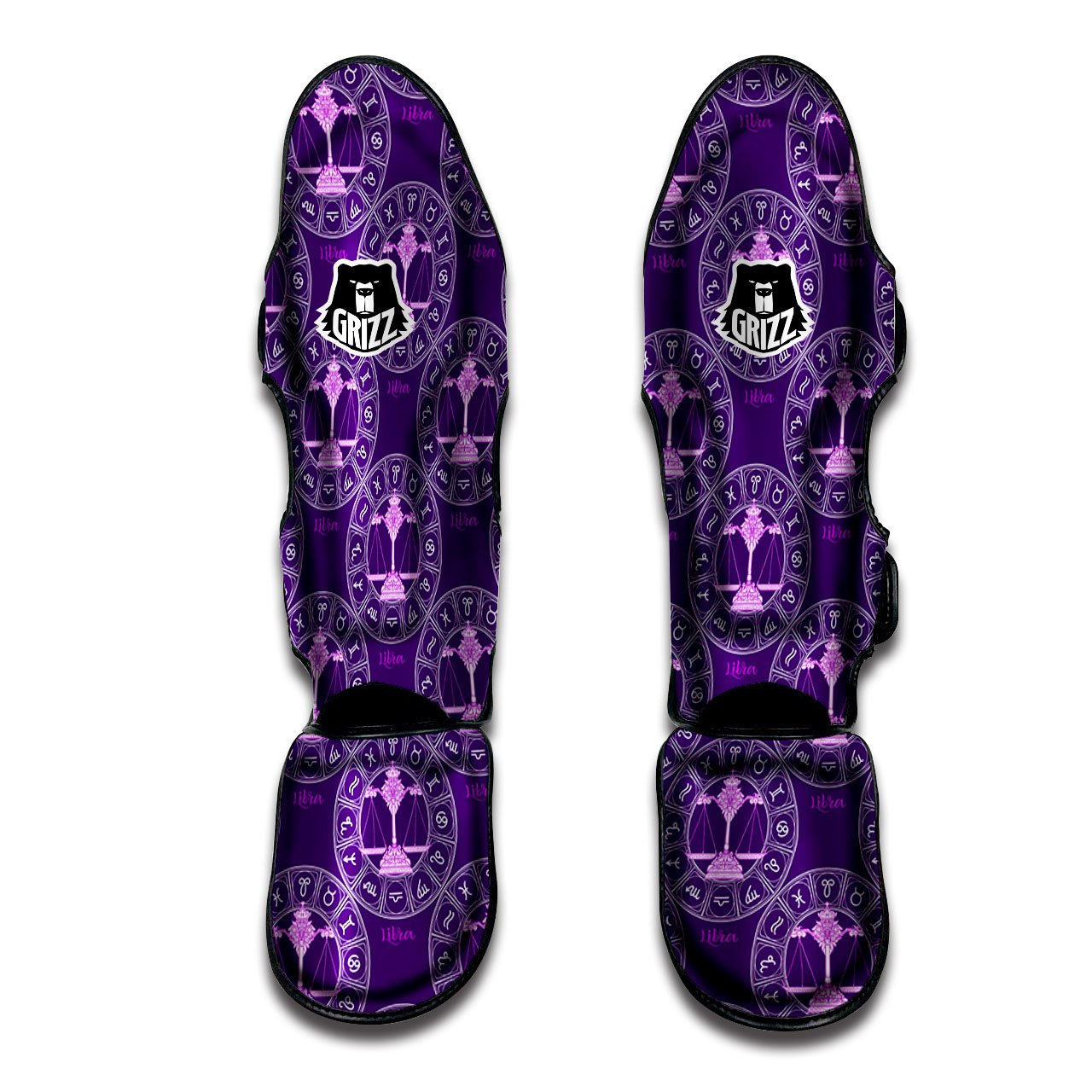 Zodiac Libra Purple Print Pattern Muay Thai Shin Guards-grizzshop