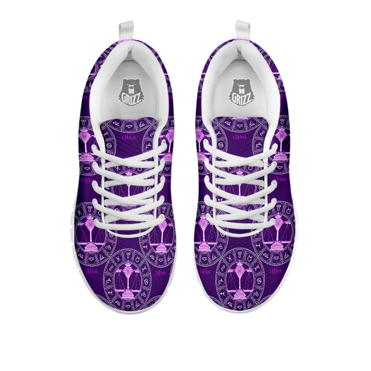 Zodiac Libra Purple Print Pattern White Sneaker-grizzshop