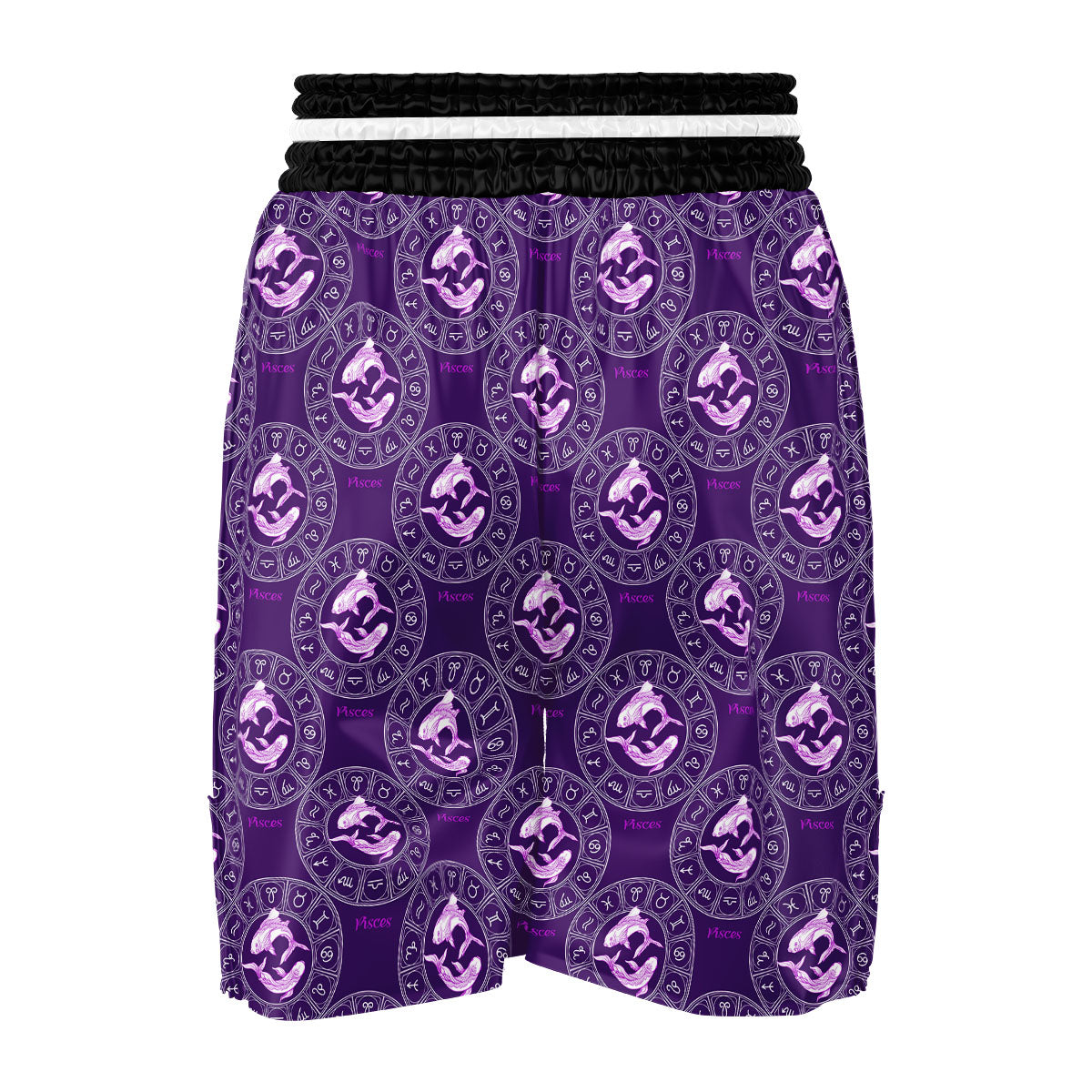 Zodiac Pisces Purple Print Pattern Boxing Shorts-grizzshop