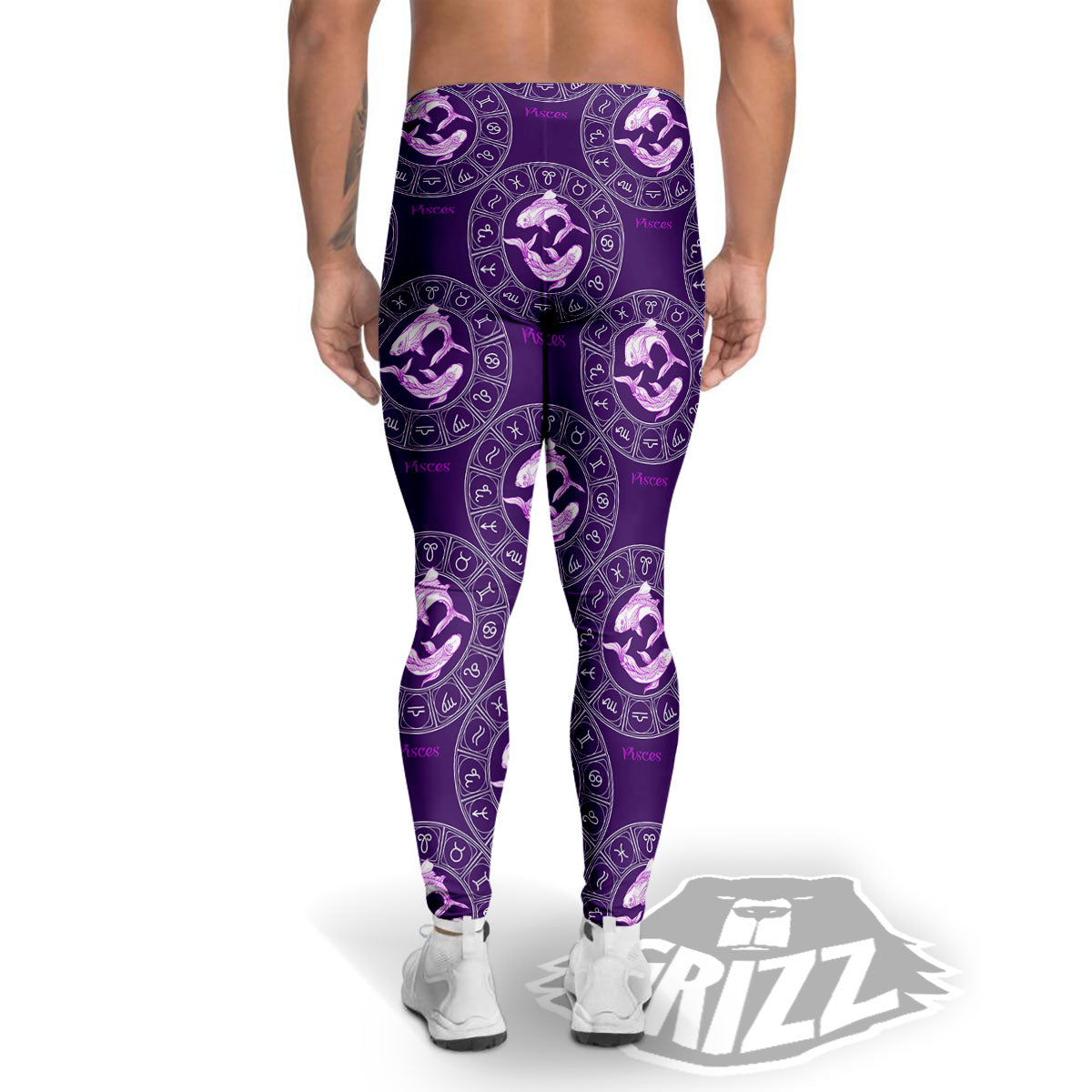 Zodiac Pisces Purple Print Pattern Men's Leggings-grizzshop