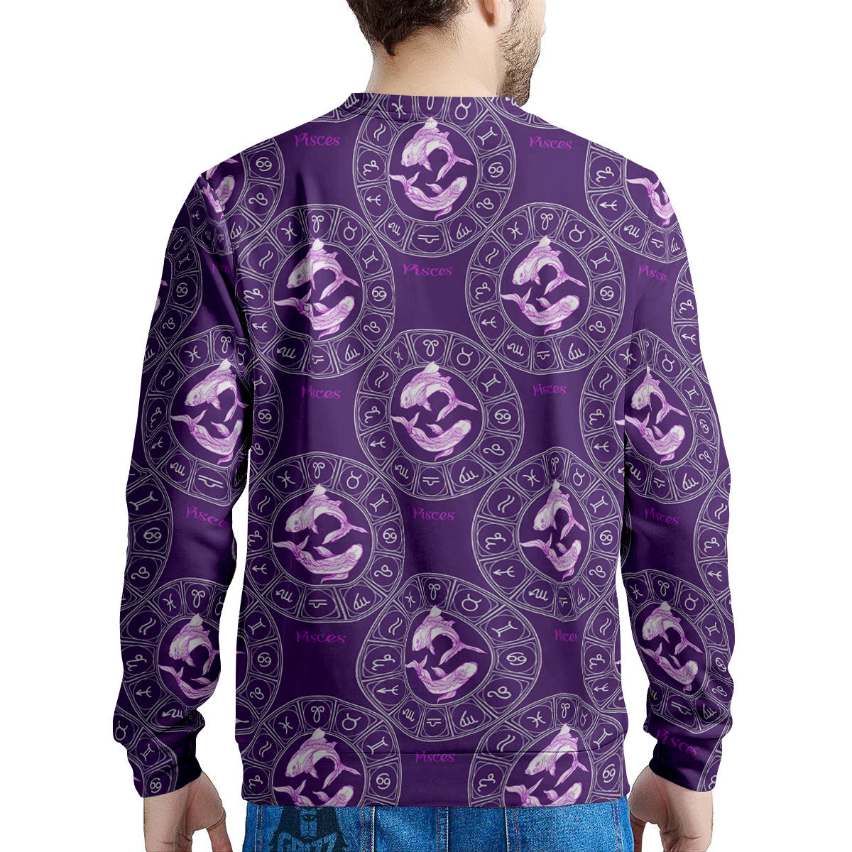 Zodiac Pisces Purple Print Pattern Men's Sweatshirt-grizzshop