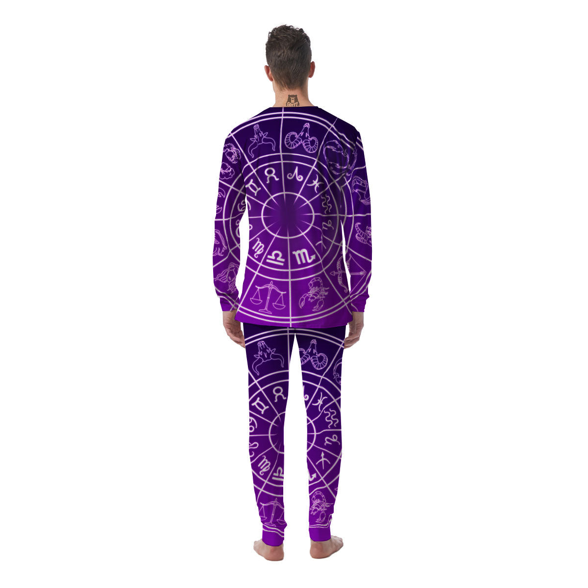 Zodiac Purple And White Signs Print Men's Pajamas-grizzshop