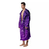 Zodiac Purple And White Signs Print Men's Robe-grizzshop