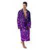 Zodiac Purple And White Signs Print Men's Robe-grizzshop