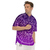 Zodiac Purple And White Signs Print Men's Short Sleeve Shirts-grizzshop