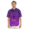 Zodiac Purple And White Signs Print Men's Short Sleeve Shirts-grizzshop