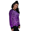 Zodiac Purple And White Signs Print Women's Bomber Jacket-grizzshop