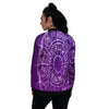 Zodiac Purple And White Signs Print Women's Bomber Jacket-grizzshop