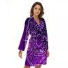 Zodiac Purple And White Signs Print Women's Robe-grizzshop