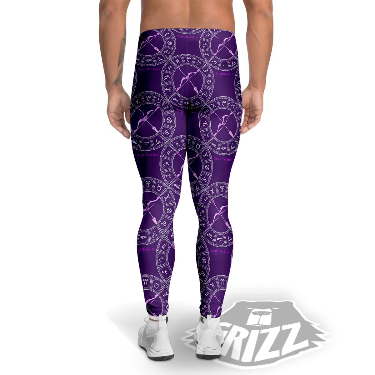 Zodiac Sagittarius Purple Print Pattern Men's Leggings-grizzshop