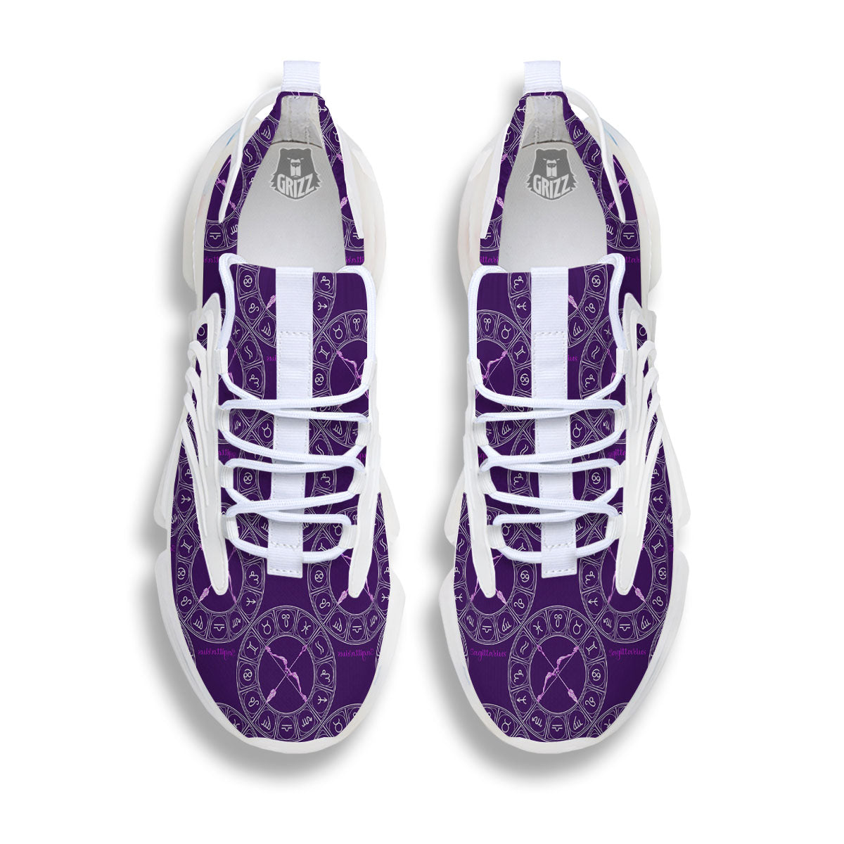 Zodiac Sagittarius Purple Print Pattern White Gym Shoes-grizzshop