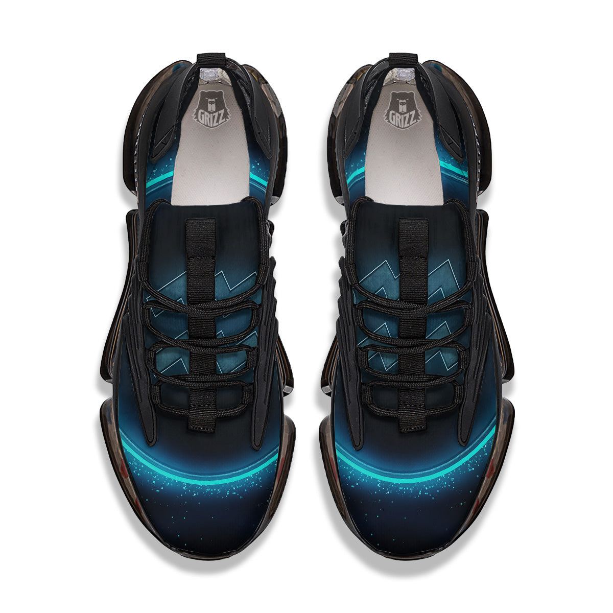 Zodiac Sign Blue Aquarius Print Black Gym Shoes-grizzshop
