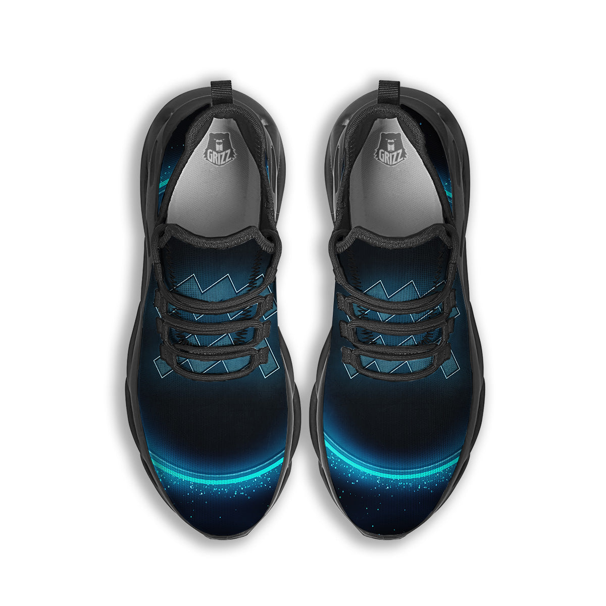 Zodiac Sign Blue Aquarius Print Black Running Shoes-grizzshop