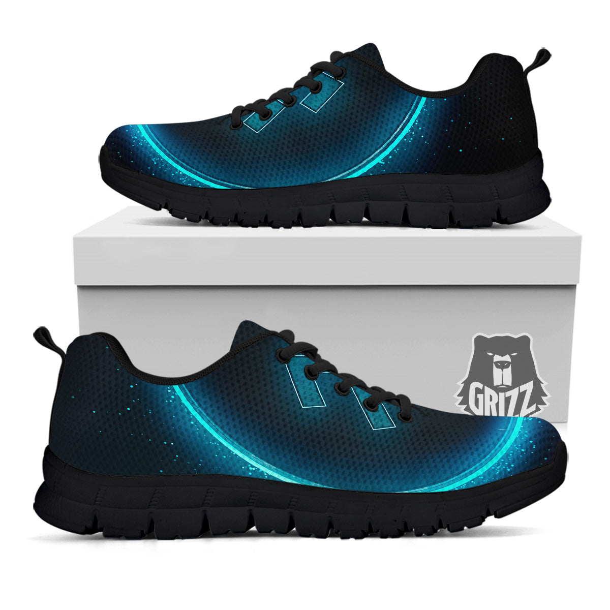 Zodiac Sign Blue Aquarius Print Black Sneaker-grizzshop