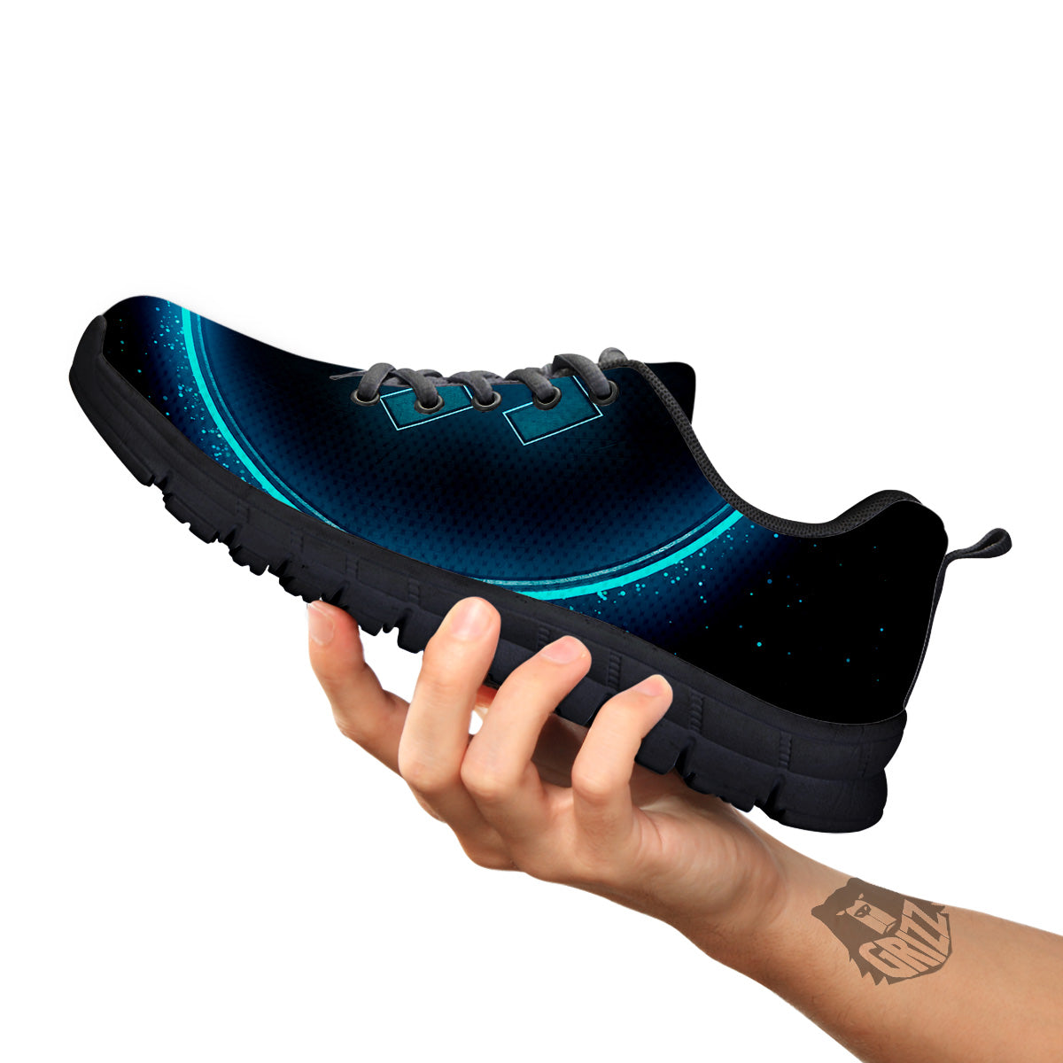 Zodiac Sign Blue Aquarius Print Black Sneaker-grizzshop