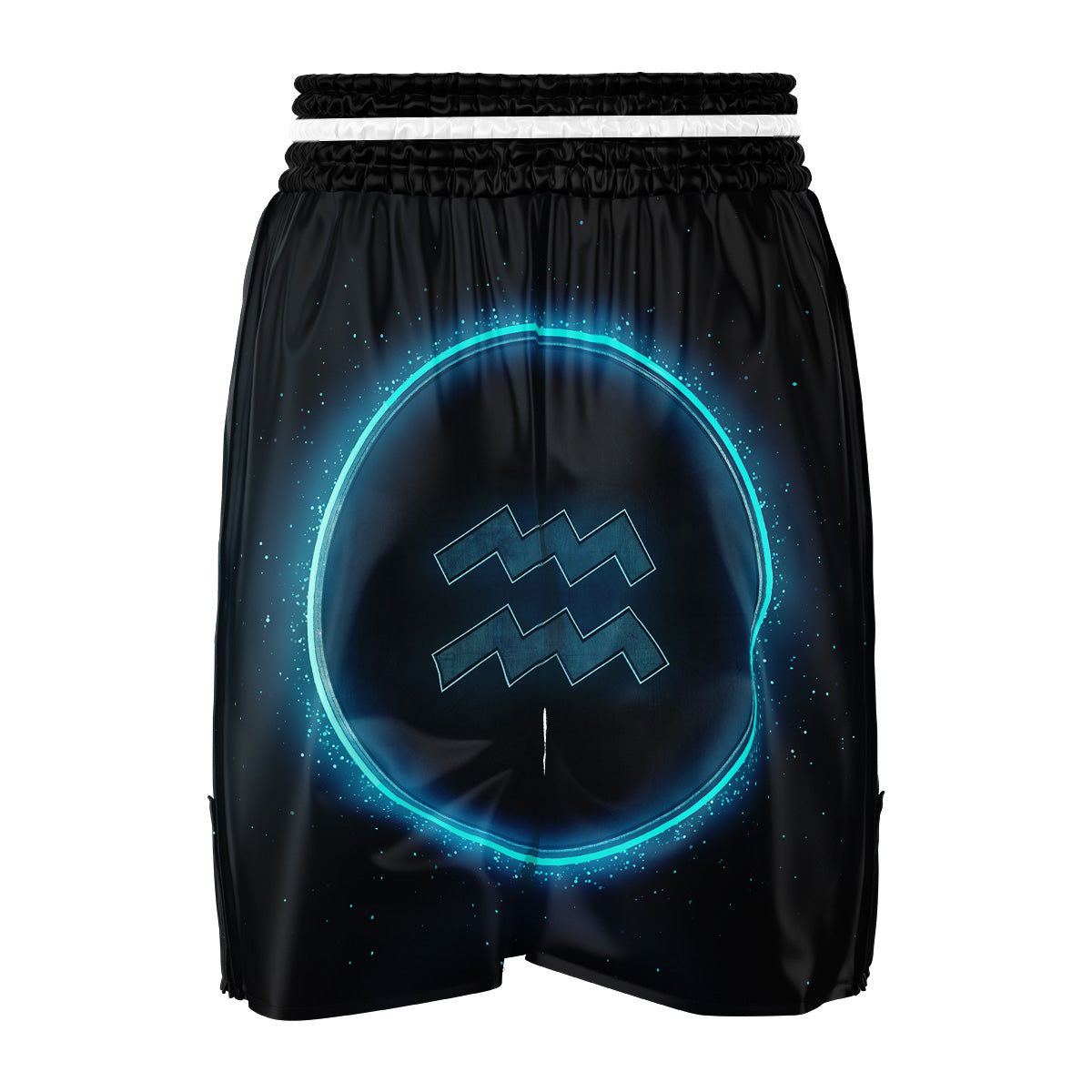 Zodiac Sign Blue Aquarius Print Boxing Shorts-grizzshop