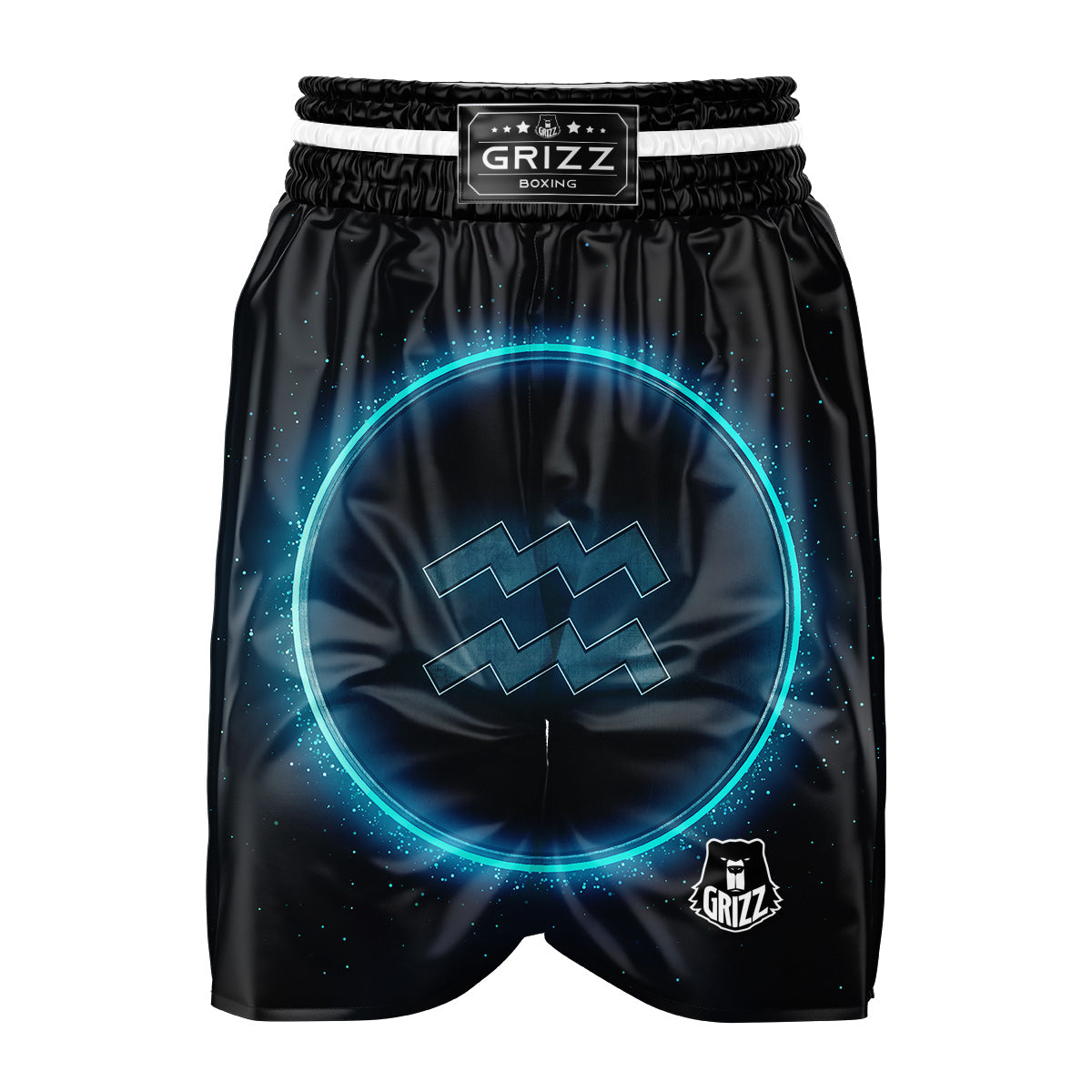 Zodiac Sign Blue Aquarius Print Boxing Shorts-grizzshop