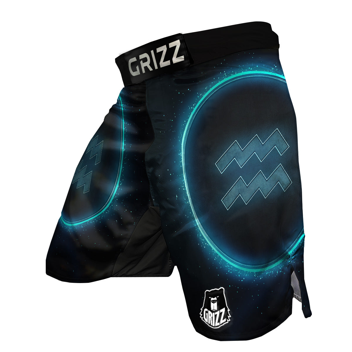 Zodiac Sign Blue Aquarius Print MMA Shorts-grizzshop