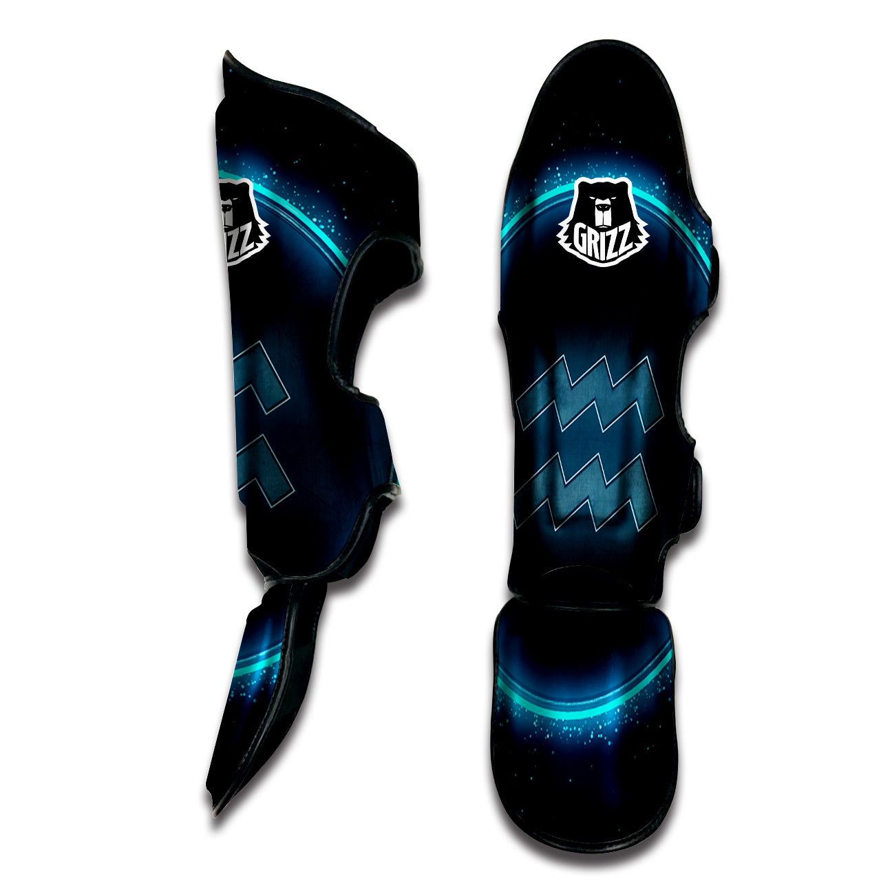 Zodiac Sign Blue Aquarius Print Muay Thai Shin Guards-grizzshop