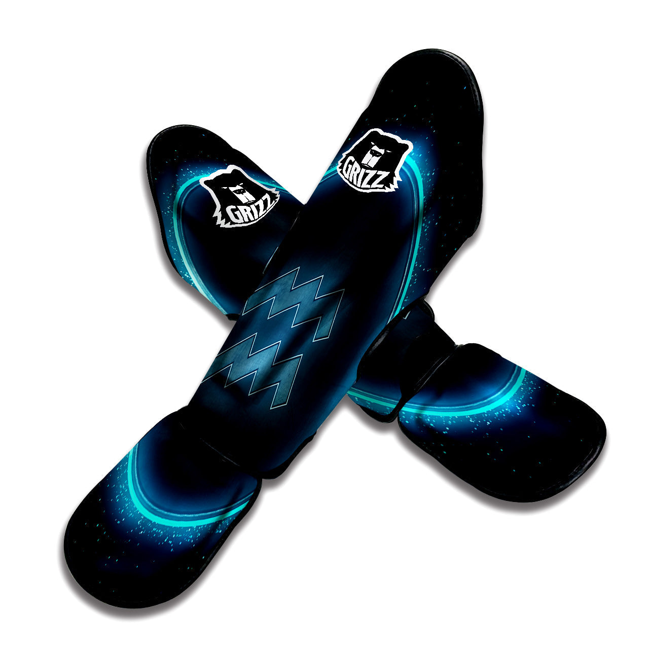 Zodiac Sign Blue Aquarius Print Muay Thai Shin Guards-grizzshop