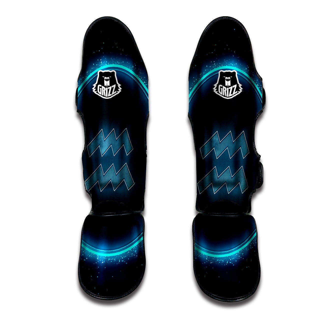 Zodiac Sign Blue Aquarius Print Muay Thai Shin Guards-grizzshop