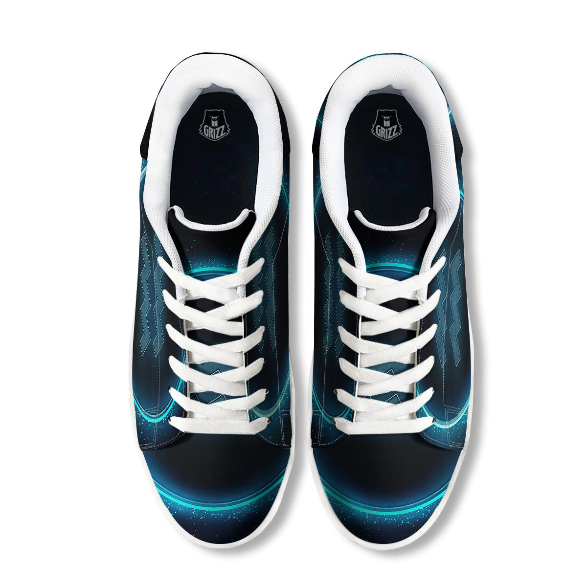 Zodiac Sign Blue Aquarius Print White Low Top Sneakers-grizzshop
