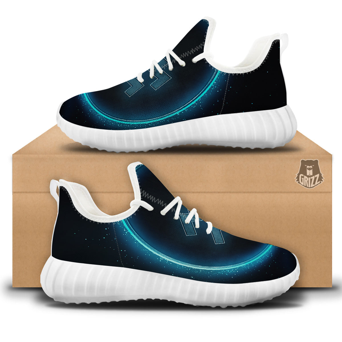 Zodiac Sign Blue Aquarius Print White Walking Shoes-grizzshop