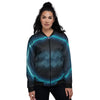 Zodiac Sign Blue Aquarius Print Women's Bomber Jacket-grizzshop