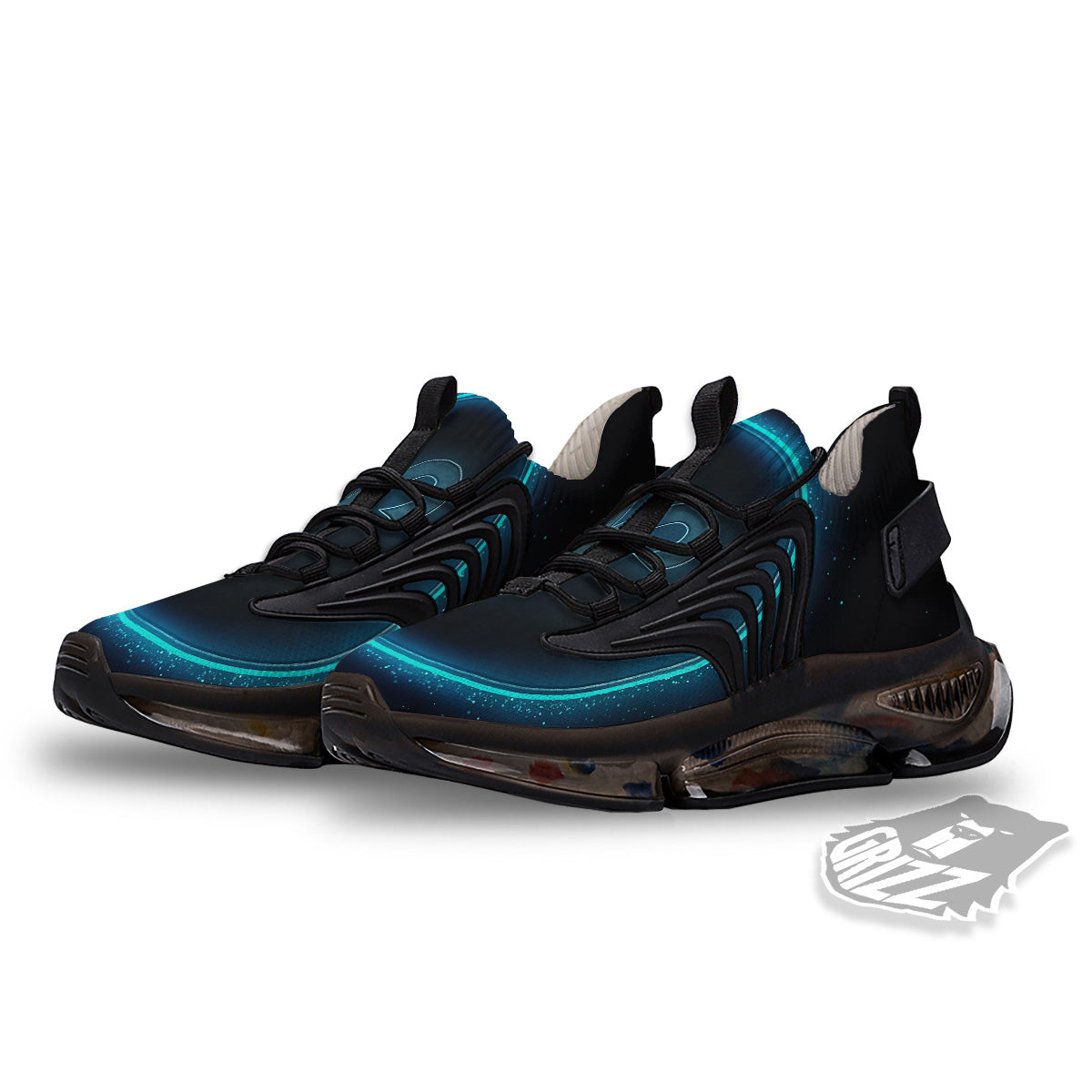 Zodiac Sign Blue Aries Print Black Gym Shoes-grizzshop