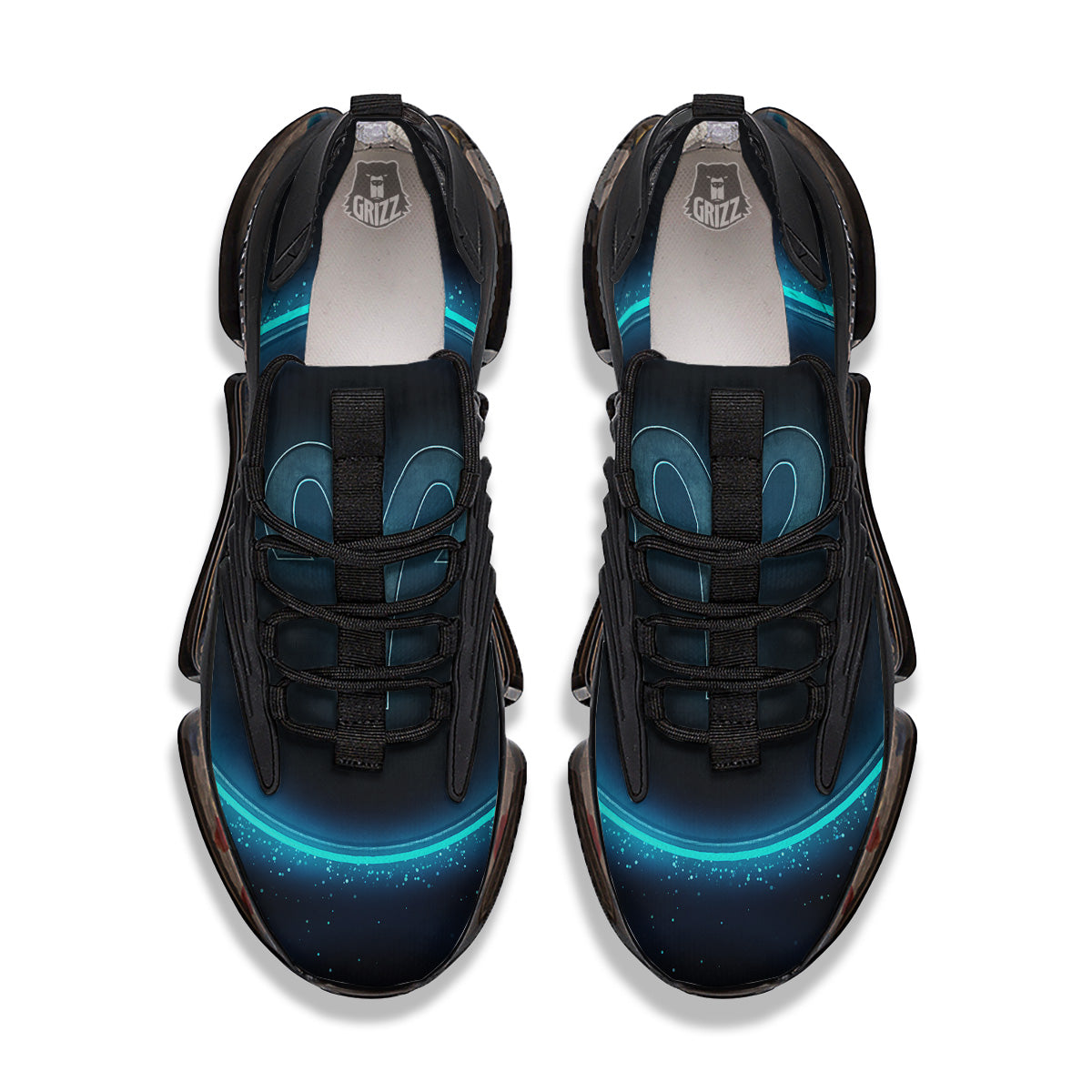 Zodiac Sign Blue Aries Print Black Gym Shoes-grizzshop