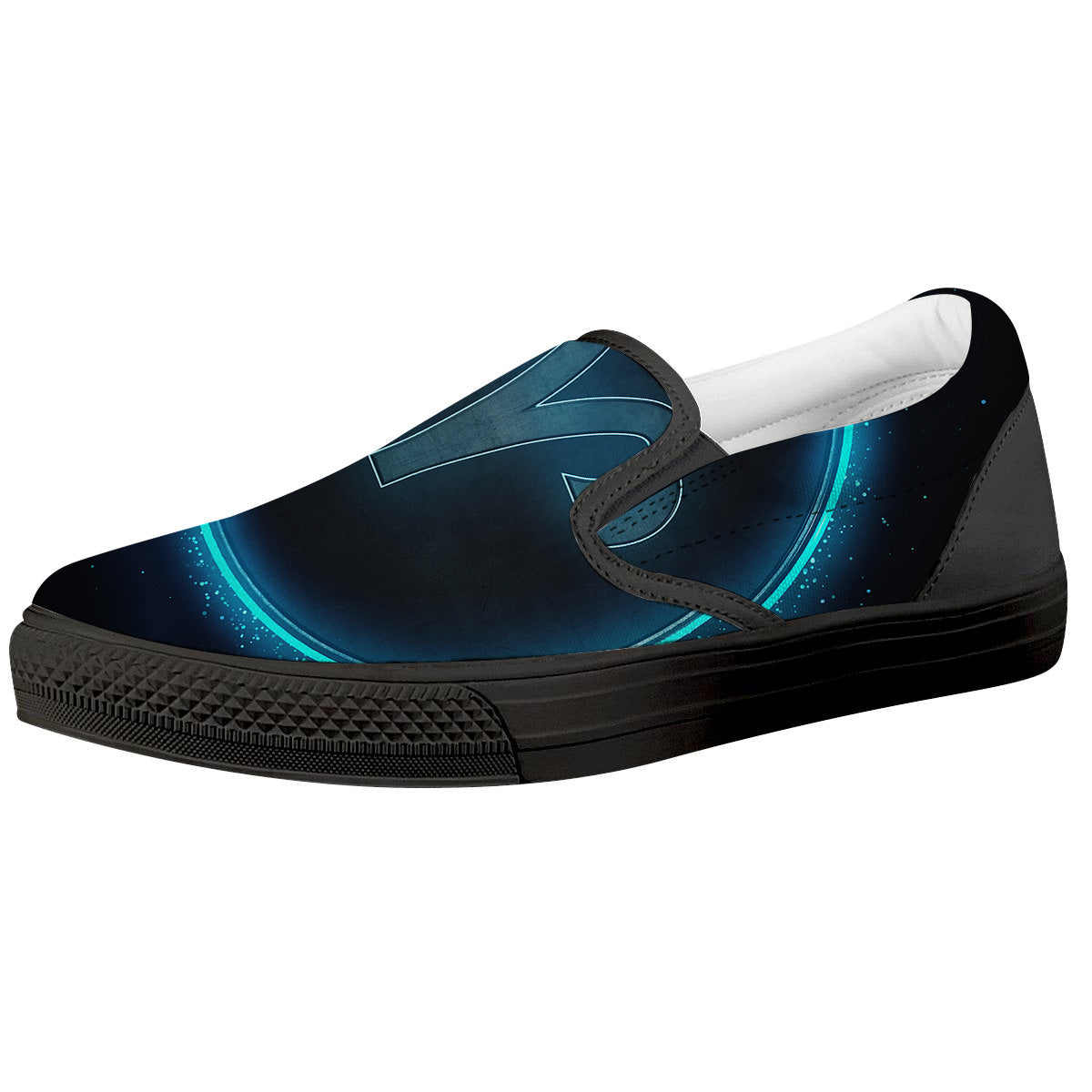 Zodiac Sign Blue Aries Print Black Slip On Shoes-grizzshop