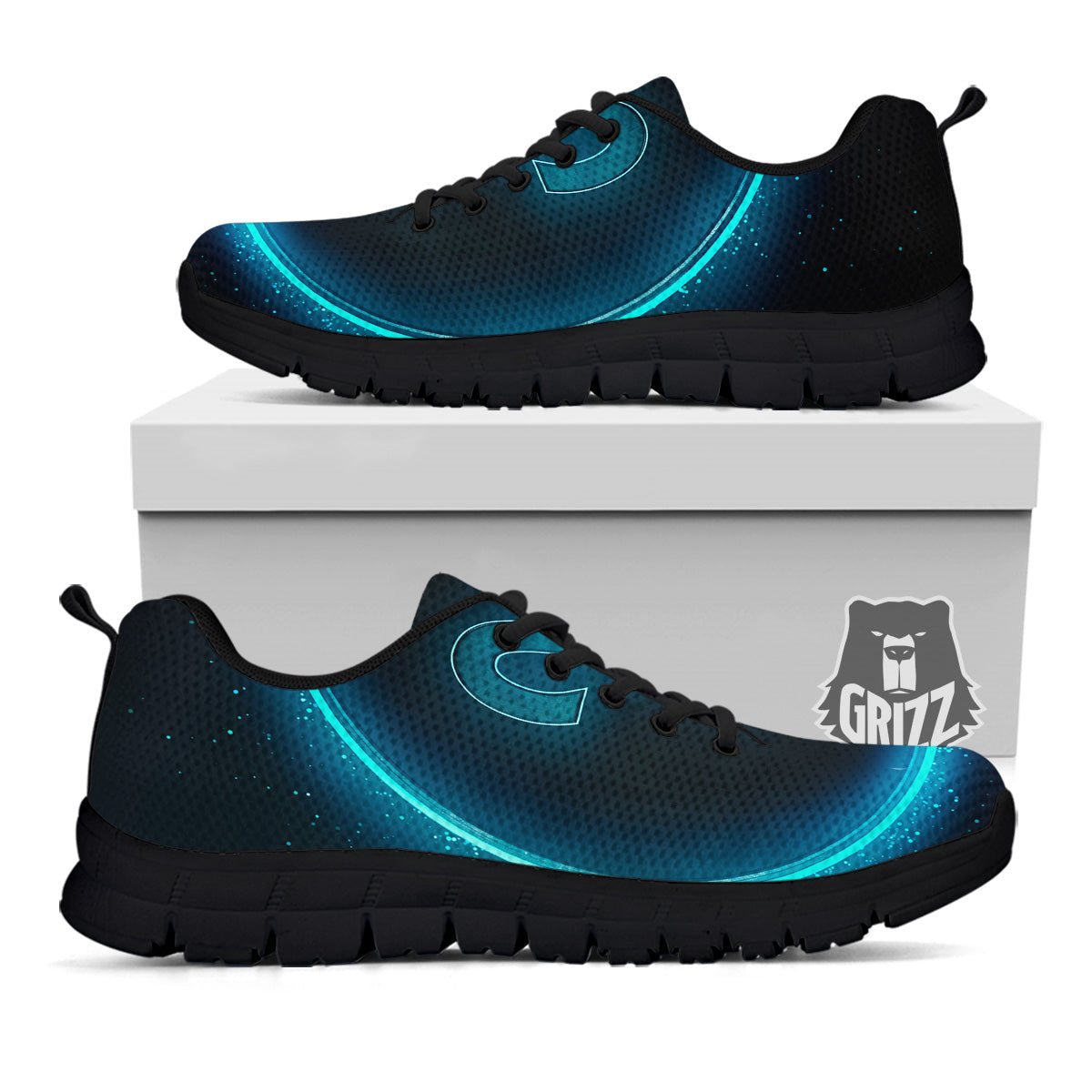 Zodiac Sign Blue Aries Print Black Sneaker-grizzshop