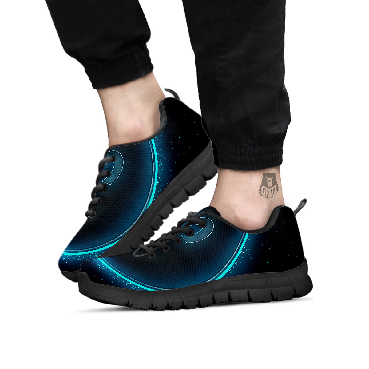 Zodiac Sign Blue Aries Print Black Sneaker-grizzshop