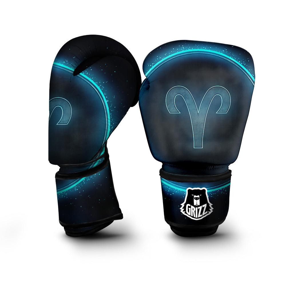 Zodiac Sign Blue Aries Print Boxing Gloves-grizzshop