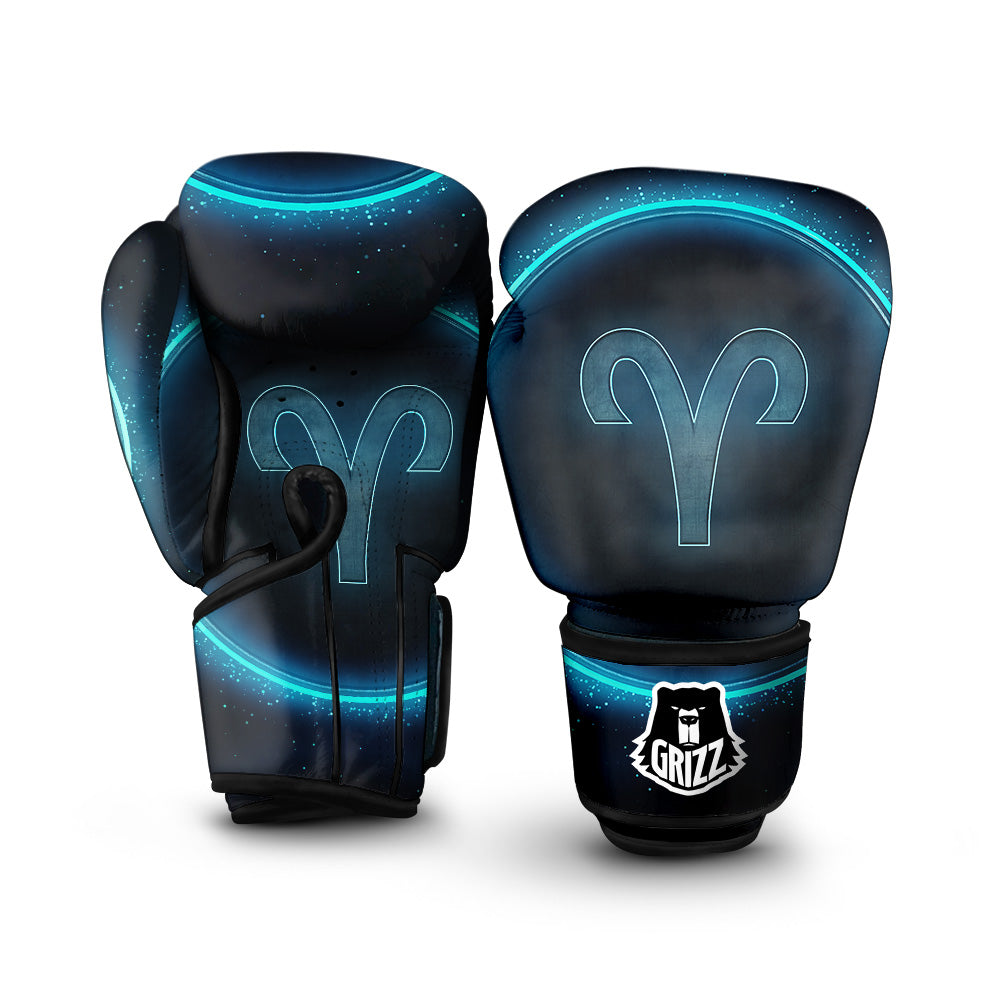 Zodiac Sign Blue Aries Print Boxing Gloves-grizzshop