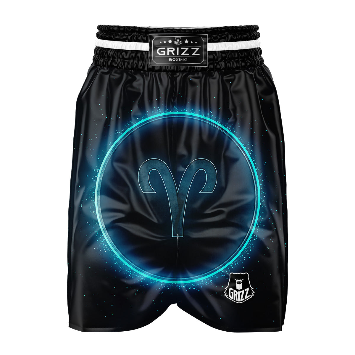 Zodiac Sign Blue Aries Print Boxing Shorts-grizzshop