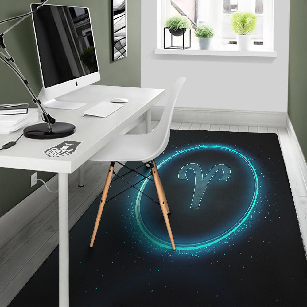 Zodiac Sign Blue Aries Print Floor Mat-grizzshop