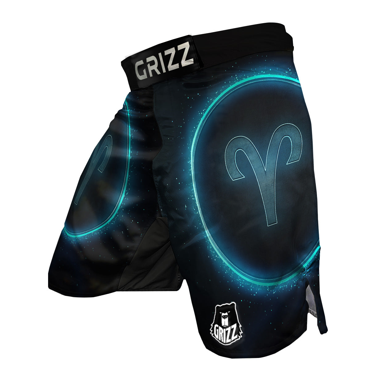 Zodiac Sign Blue Aries Print MMA Shorts-grizzshop