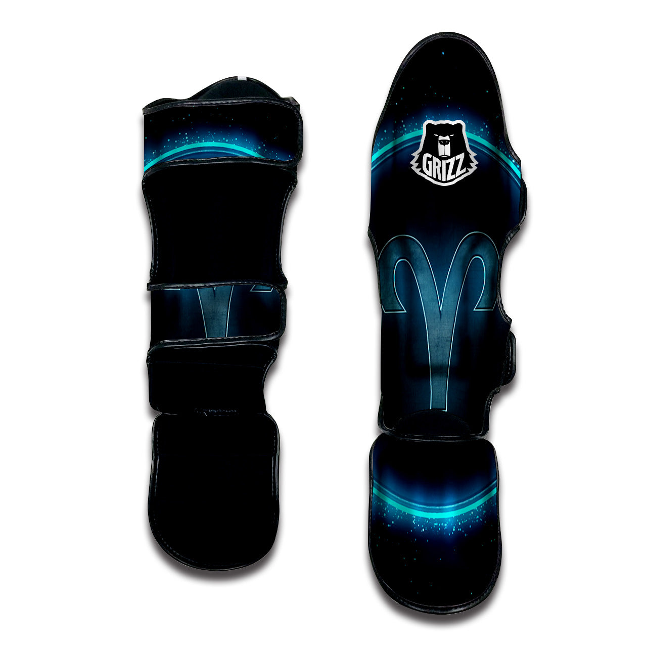 Zodiac Sign Blue Aries Print Muay Thai Shin Guards-grizzshop