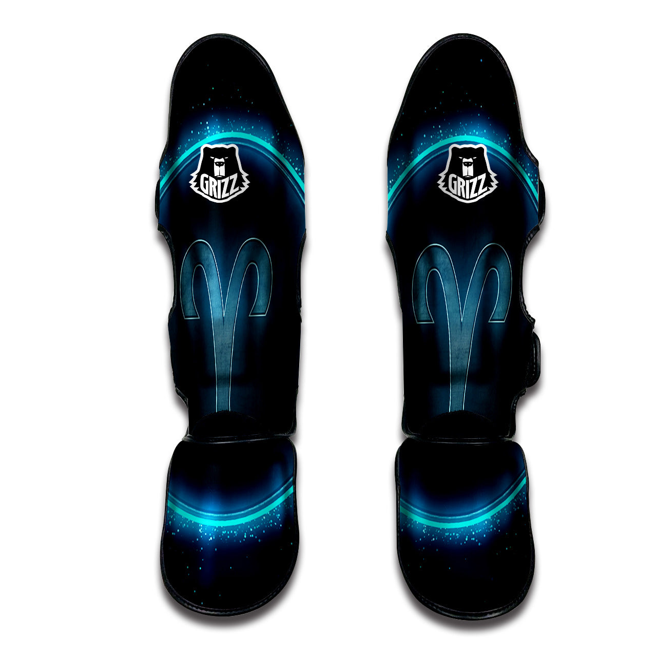 Zodiac Sign Blue Aries Print Muay Thai Shin Guards-grizzshop