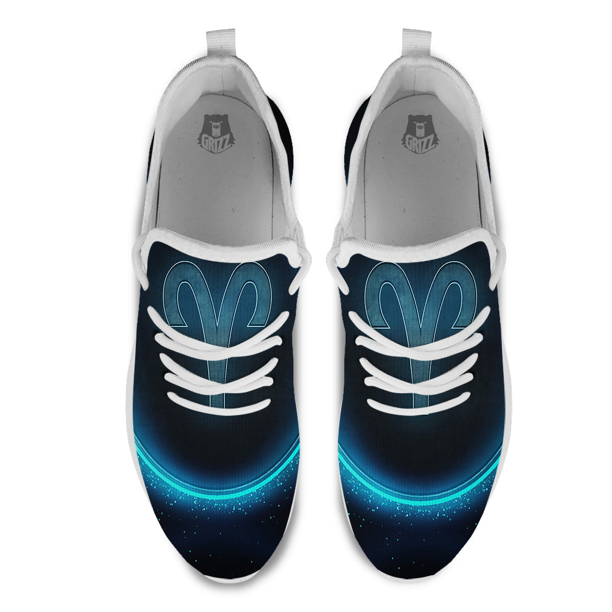 Zodiac Sign Blue Aries Print White Athletic Shoes-grizzshop