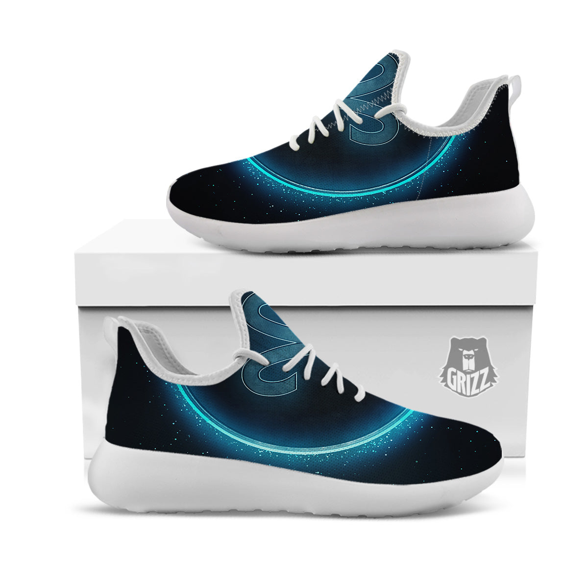 Zodiac Sign Blue Aries Print White Athletic Shoes-grizzshop