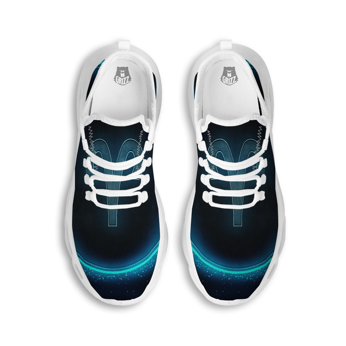 Zodiac Sign Blue Aries Print White Running Shoes-grizzshop