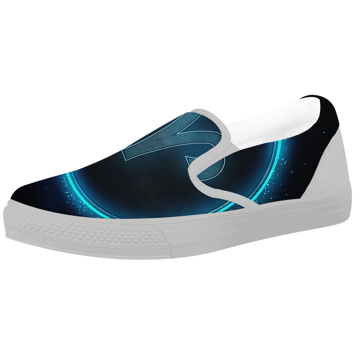Zodiac Sign Blue Aries Print White Slip On Shoes-grizzshop
