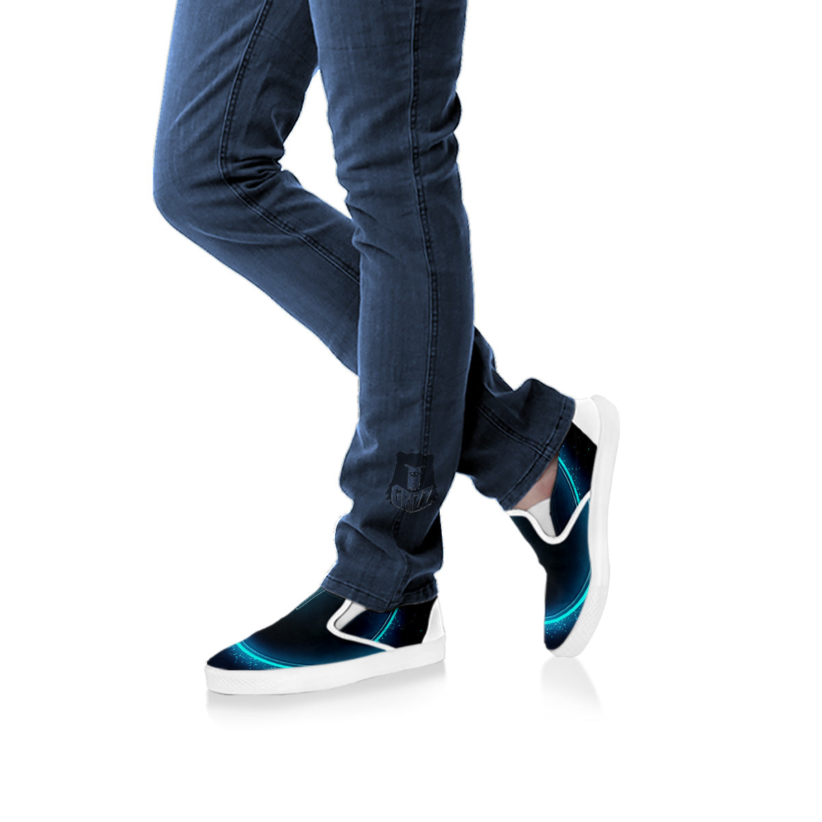 Zodiac Sign Blue Aries Print White Slip On Shoes-grizzshop