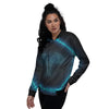 Zodiac Sign Blue Aries Print Women's Bomber Jacket-grizzshop