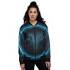 Zodiac Sign Blue Aries Print Women's Bomber Jacket-grizzshop