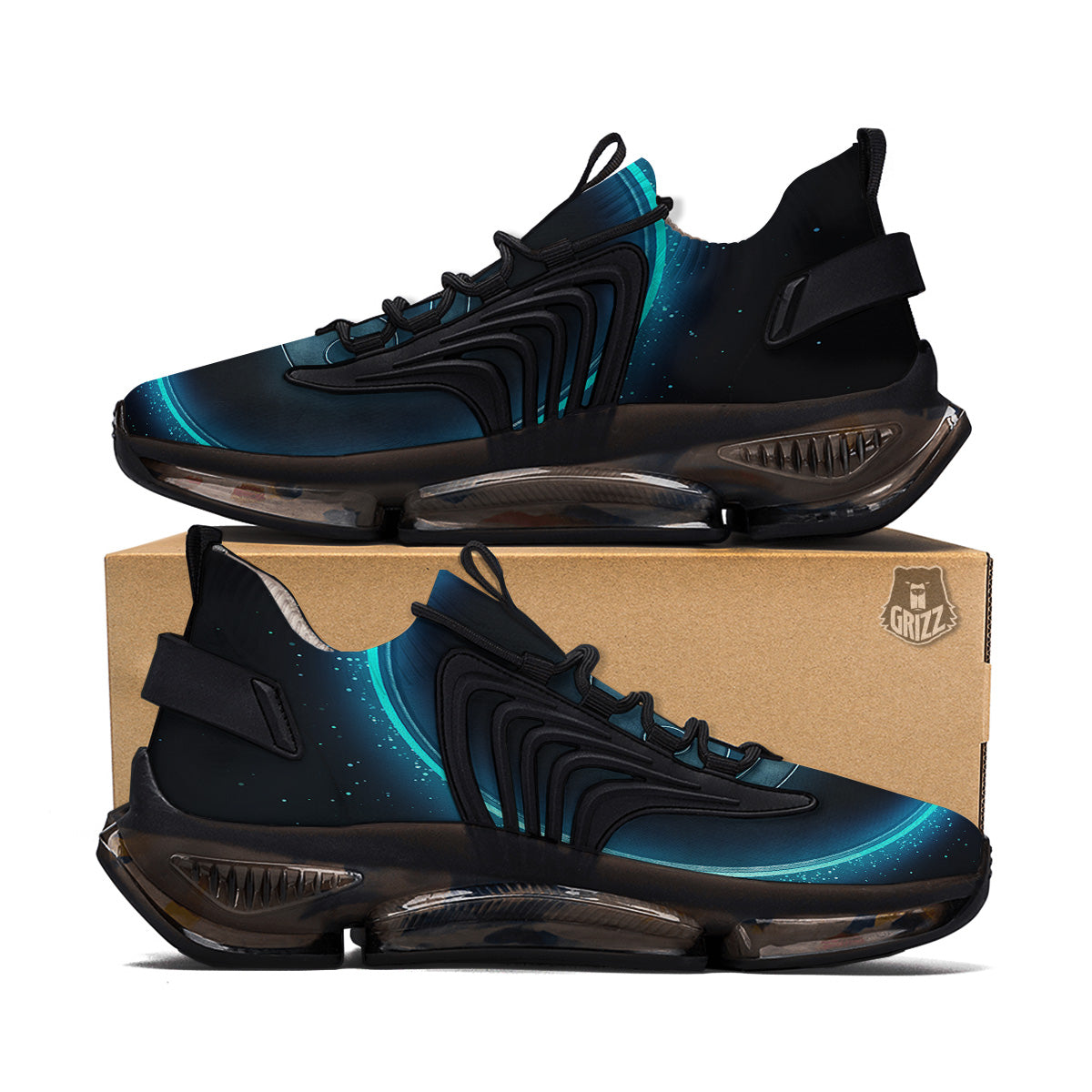 Zodiac Sign Blue Cancer Print Black Gym Shoes-grizzshop