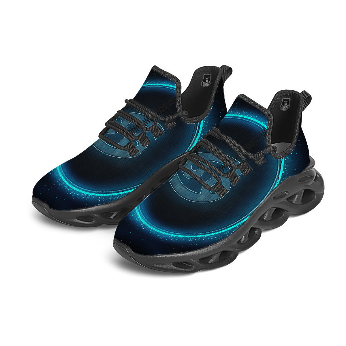 Zodiac Sign Blue Cancer Print Black Running Shoes-grizzshop