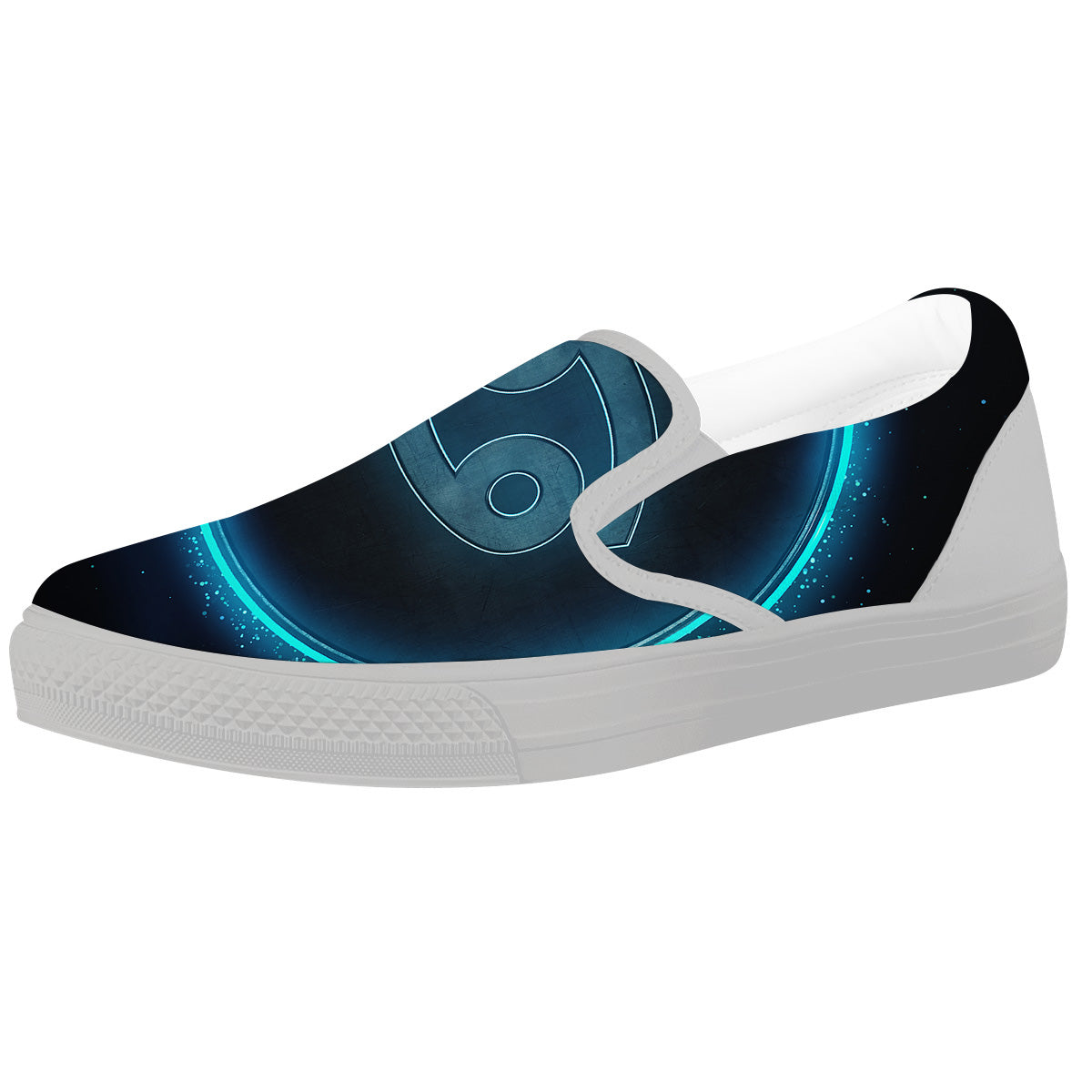 Zodiac Sign Blue Cancer Print White Slip On Shoes-grizzshop